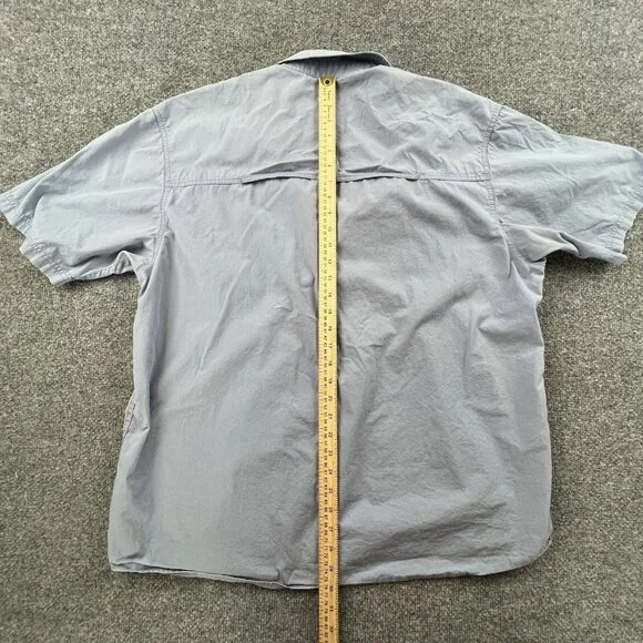 Wolverine Mens XL Short Sleeve Button Down Shirt Light Blue Cotton Vented Back - Picture 5 of 7
